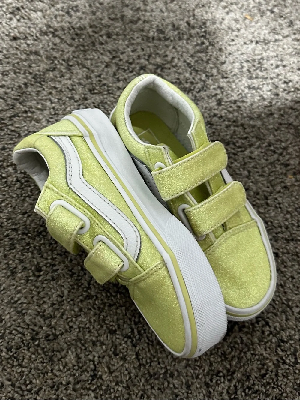 Vans Kids Glitter Sherbet/White Velcro Sneakers